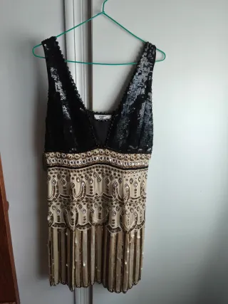Vestido fiesta pedrería y lentejuelas