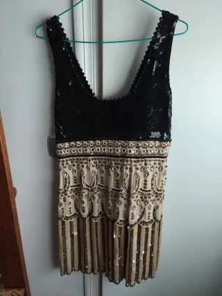 Vestido fiesta pedrería y lentejuelas