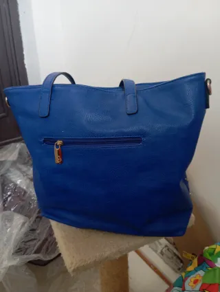 Borsa MyLadybug blu con borchie dorate