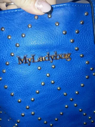 Borsa MyLadybug blu con borchie dorate