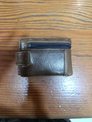 Cartera de piel auténtica marrón