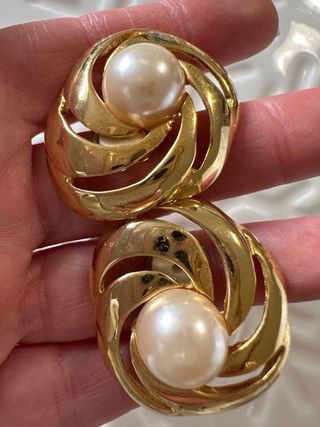 Orecchini clip vintage anni 80 oro perla