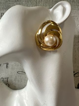 Orecchini clip vintage anni 80 oro perla