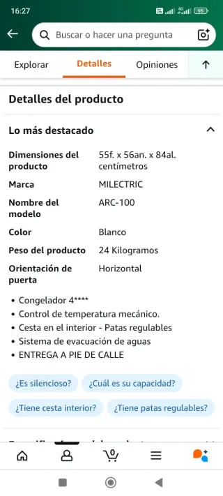 Congelador Arcon Milectric 100L Horizontal