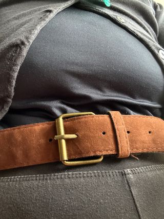 2 cinture donna pelle marrone e blu scuro