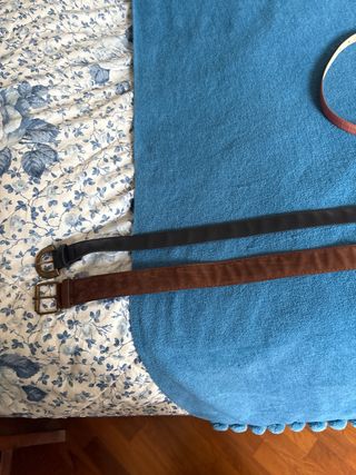 2 cinture donna pelle marrone e blu scuro