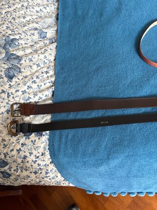 2 cinture donna pelle marrone e blu scuro