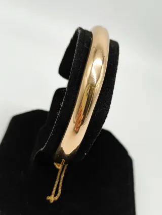 Pulsera Dama Caña oro liso 18kt con cadena segurid