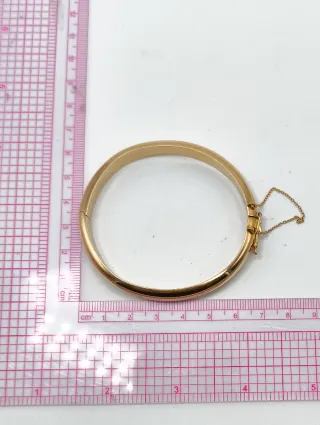 Pulsera Dama Caña oro liso 18kt con cadena segurid