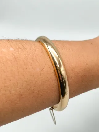 Pulsera Dama Caña oro liso 18kt con cadena segurid