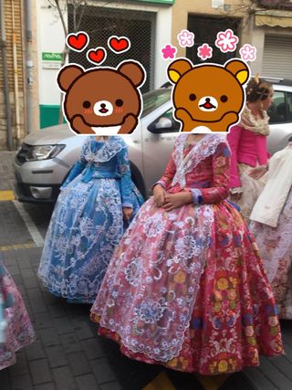 Traje Fallera Niña Azul y Rosa