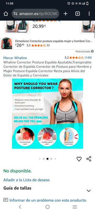 Corrector postural talla L