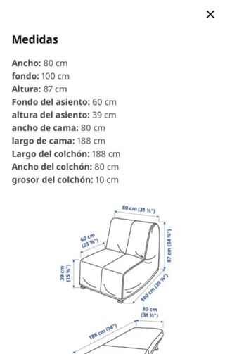 Sofá Cama Individual Ikea Gris/Blanco