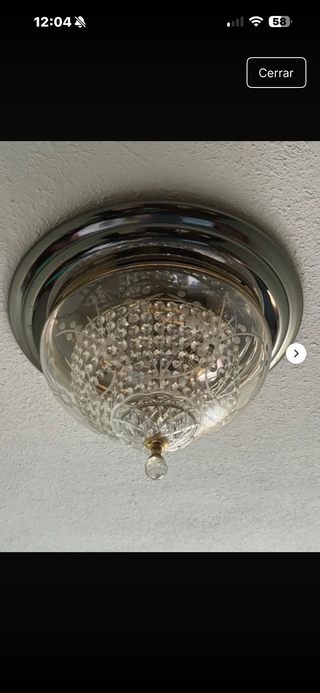 Lámpara de techo cristal y metal