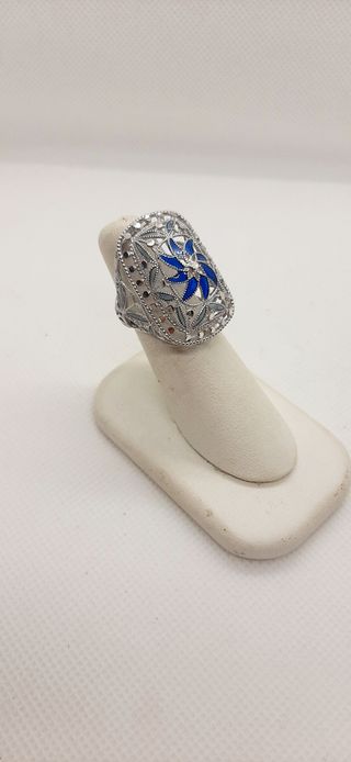 Anello Argento con Smalto Blu