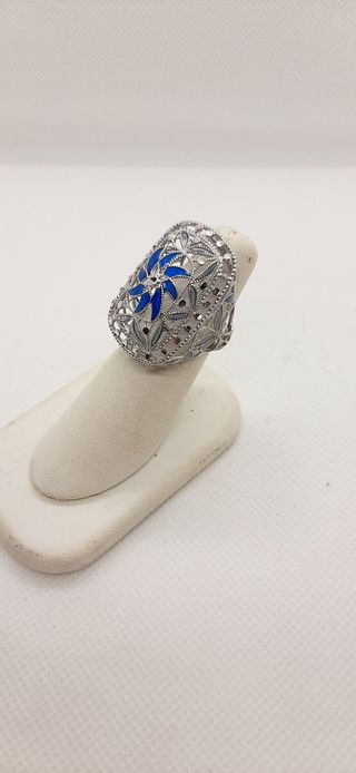 Anello Argento con Smalto Blu