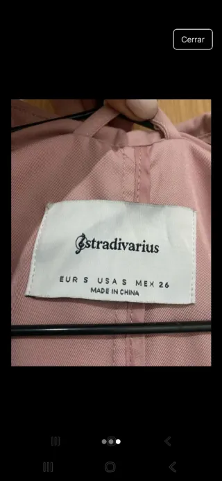 Gabardina Stradivarius Rosa Palo Talla S