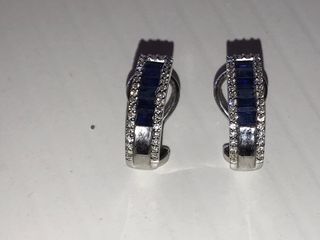 Pendientes Zafiro y Diamante oro blanco
