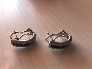 Pendientes Zafiro y Diamante oro blanco