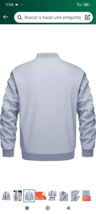 Chaqueta Bomber KEFITEVD Gris Claro Talla L