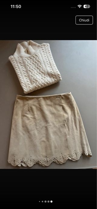 minigonna in suede vintage