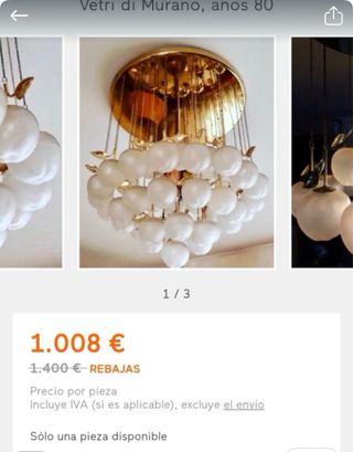 Lámpara Vintage Manzanas de Cristal de Murano