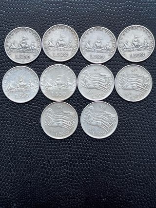 Lote 10 Monete 500 Lire Argento