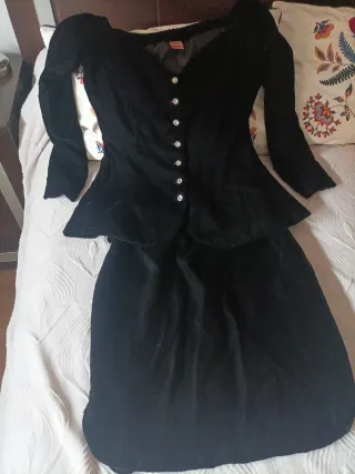 Conjunto de terciopelo elegante, botones cristal