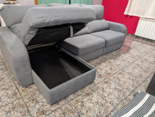 Sofá Chaise Longue Gris con Arcón