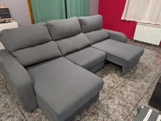 Sofá Chaise Longue Gris con Arcón