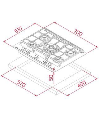 Placa de gas Teka 5 fuegos