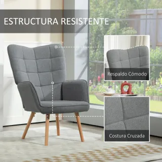 Butaca Dormitorio Respaldo Alto Reposabrazos