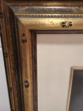 2 Cuadros Pintura sobre Hoja de Planta. Marco Dora