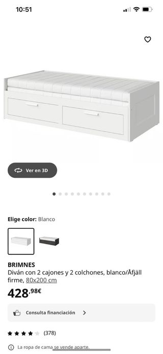 BRIMNES Diván con 2 cajones y 2 colchones