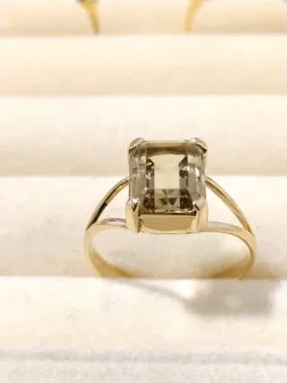 Anillo Oro 18k Citrino Talla Esmeralda 3.5ct