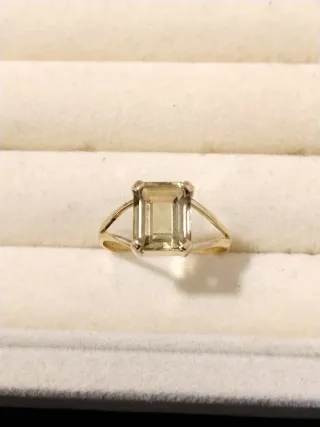 Anillo Oro 18k Citrino Talla Esmeralda 3.5ct