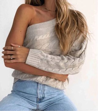 Jersey de punto trenzado beige