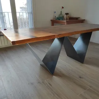 Mesa comedor 85cm x 198cm madera y metal