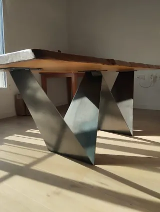 Mesa comedor 85cm x 198cm madera y metal