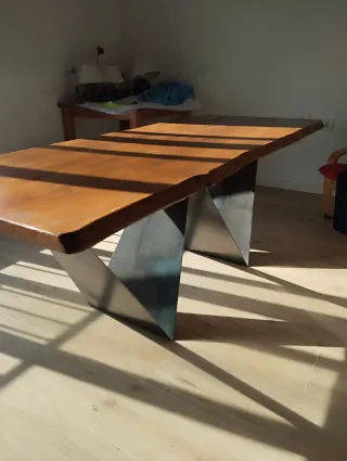 Mesa comedor 85cm x 198cm madera y metal