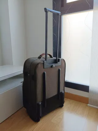 Maleta de viaje marrón con ruedas