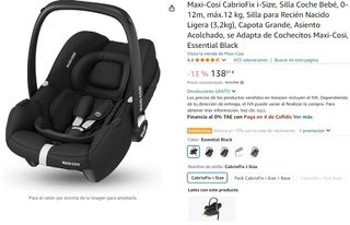 Maxi-Cosi CabrioFix i-Size, seggiolino auto per neonati, 0-12m, max. 12 kg, capota grande, seggiolino imbottito, si adatta a passeggini Maxi-Cosi, Essential Black
