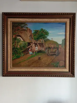 CUADRO  paisaje, pintado a mano,73'5x64 cm.