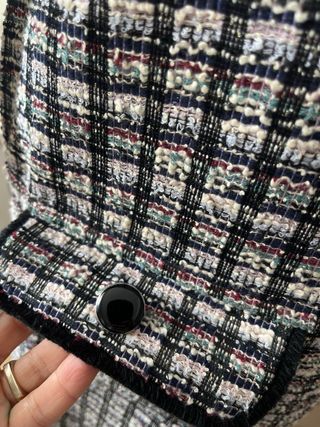 Vestido tweed cuadros beige y negro