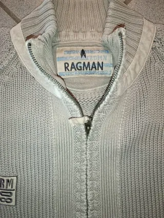 Maglione Ragman Uomo Zip Grigio Taglia 3XL