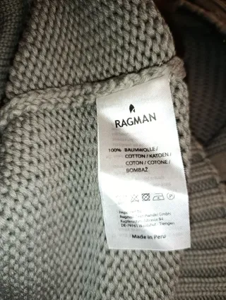 Maglione Ragman Uomo Zip Grigio Taglia 3XL