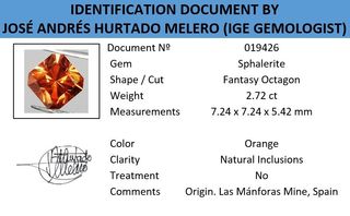 Esfalerita 2.72 ct Corte Precisión Naranja Amarill