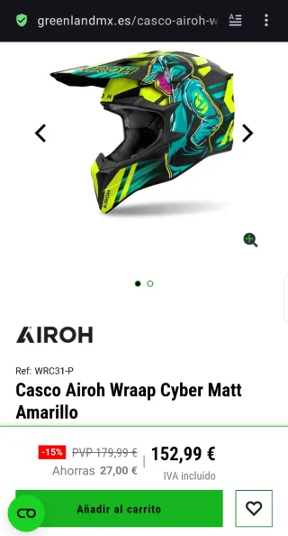 Casco Airoh Wraap Cyber Matt Amarillo T-XS