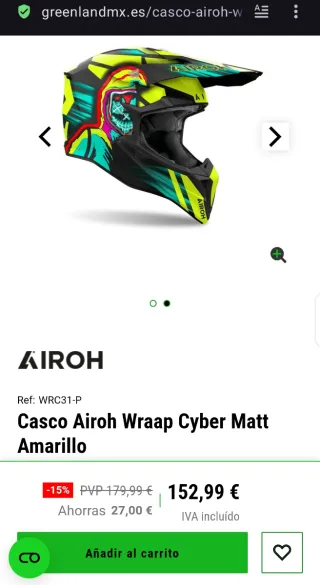 Casco Airoh Wraap Cyber Matt Amarillo T-XS