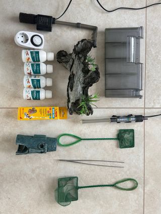 Pecera / acuario 85 litros con filtro y decoración